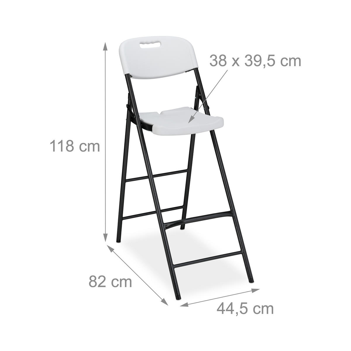 2XBARHOCKER - Schwarz/Weiß, Kunststoff/Metall (44.5/118/82cm) - Relaxdays