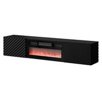 TV-LOWBOARD Lara mit Kamin - Schwarz, Holzwerkstoff (183/37/35cm) - MIRJAN24