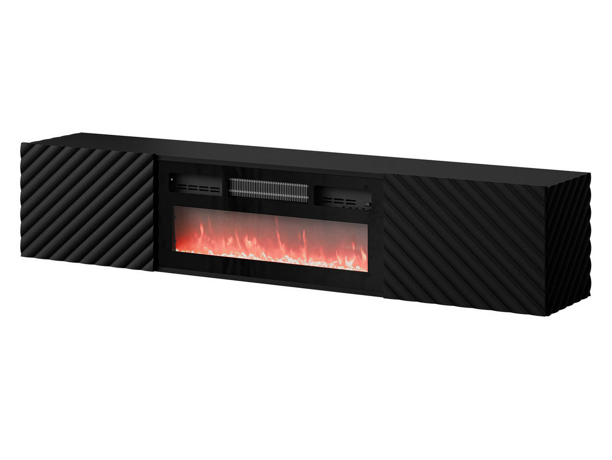 TV-LOWBOARD Lara mit Kamin - Schwarz, Holzwerkstoff (183/37/35cm) - MIRJAN24