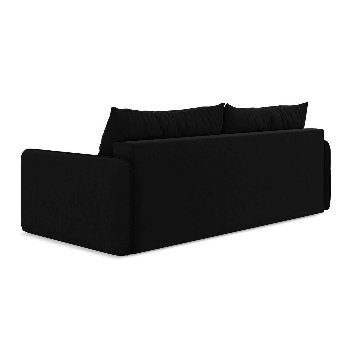 3-SITZER SOFA mit Schlaffunktion Samt Stoff Schwarz - Schwarz, Kunststoff/Textil (216/86/105cm) - LaMiaSofa
