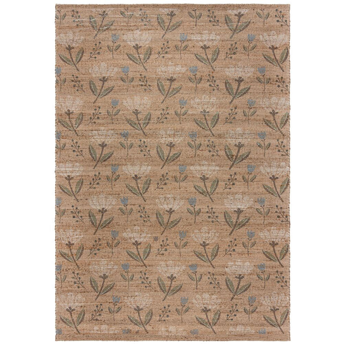 TEPPICH Jute Floral-Design, handgewebt JED, Naturfarben 80x150 cm - Naturfarben, Textil (80/150cm) - KADIMA DESIGN