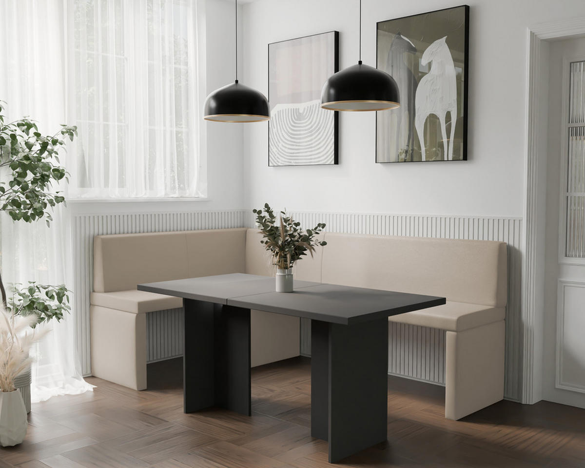 ECKBANK links OWEN Kunstleder, 128/168 cm Beige - Beige, Holz/Kunststoff (128/168cm) - Idohome