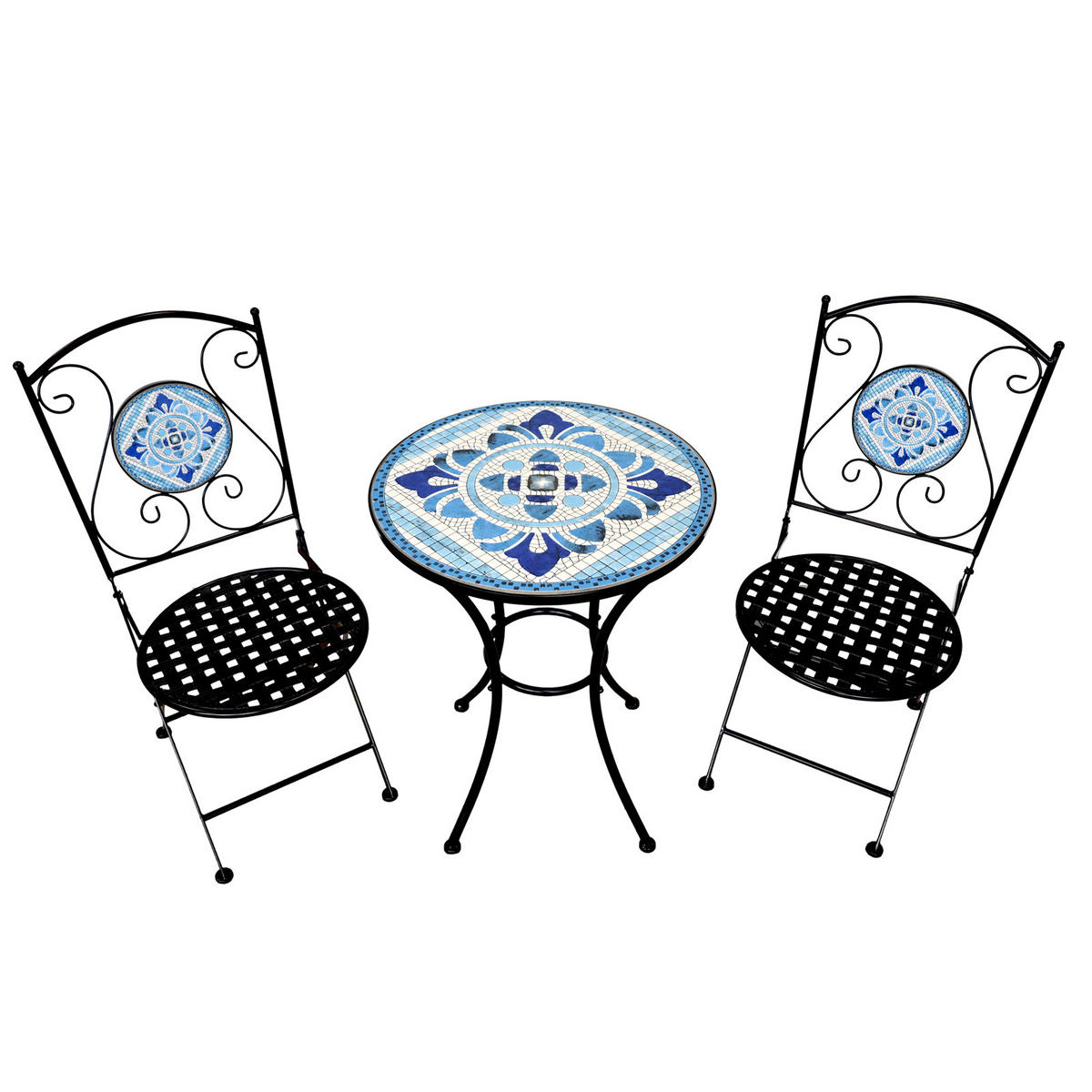 BISTRO-SET PARIS Mosaik Blau - Blau, Metall - SVITA