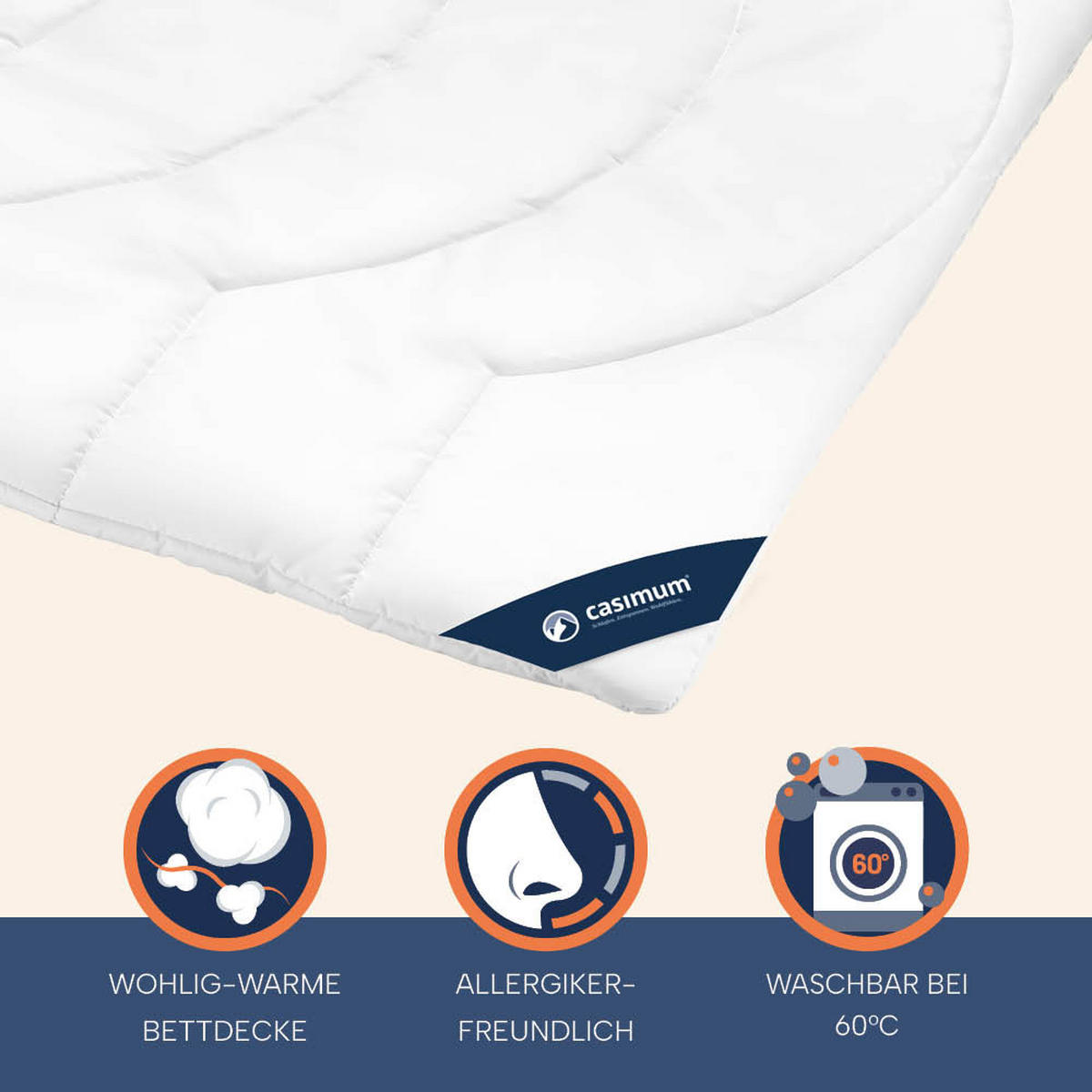 BETTDECKE 155x220 Warm, COMFORT warme Winterdecke waschbar, allergikerfreundlich - Weiß, Textil (155/220cm) - casimum