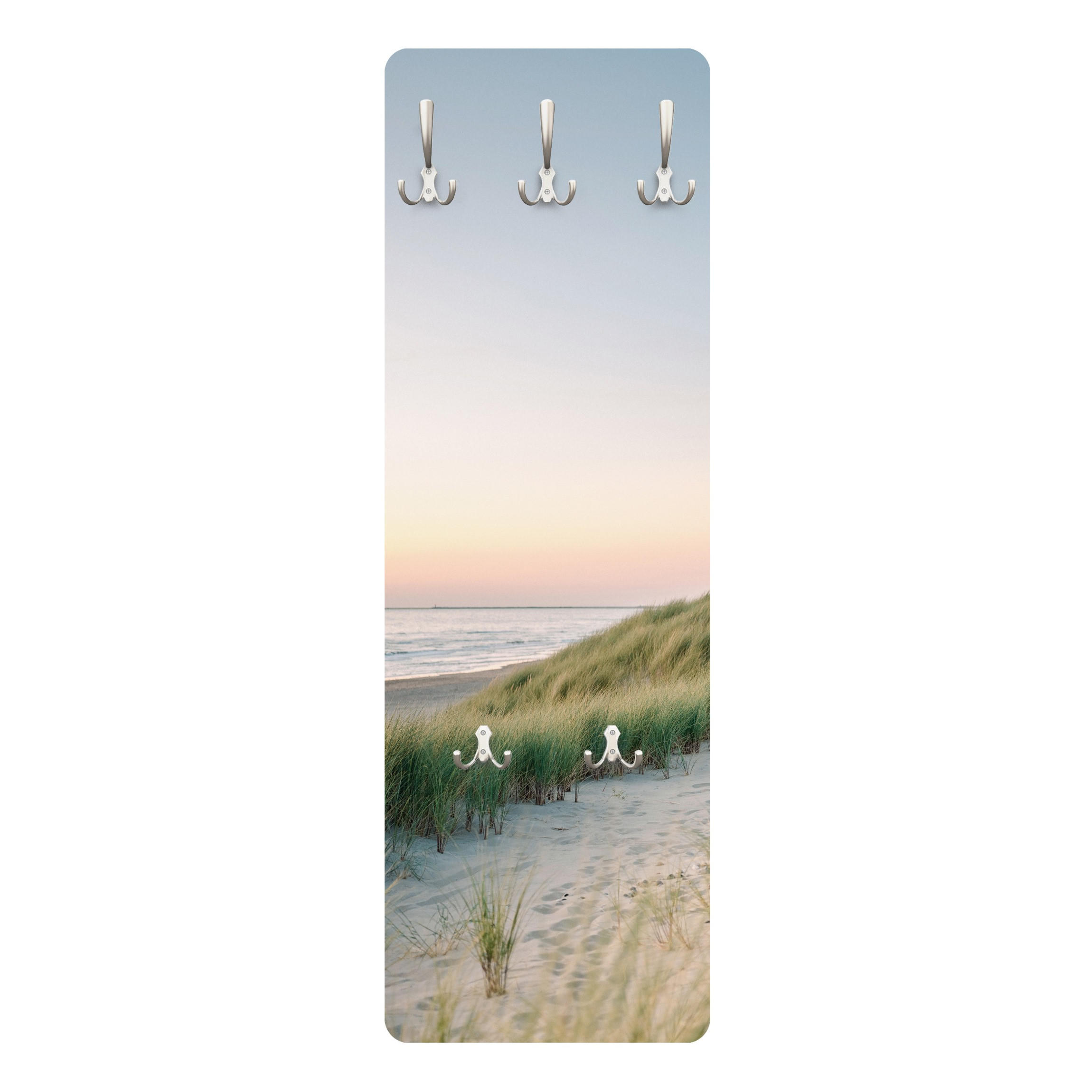 WANDGARDEROBE - Stranddünen im Sonnenuntergang 34/105 cm - Pastellblau, Holzwerkstoff (34/105/1.6cm) - Bilderwelten