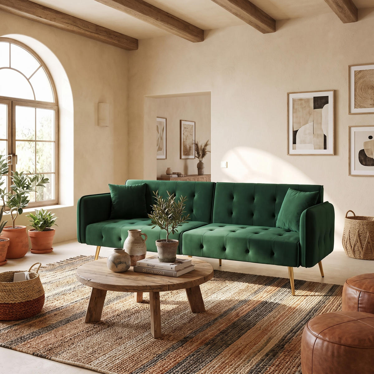 SCHLAFSOFA 2-in-1 Funktion Velours - Grün, Kunststoff (178/70/82cm) - Urban Meuble