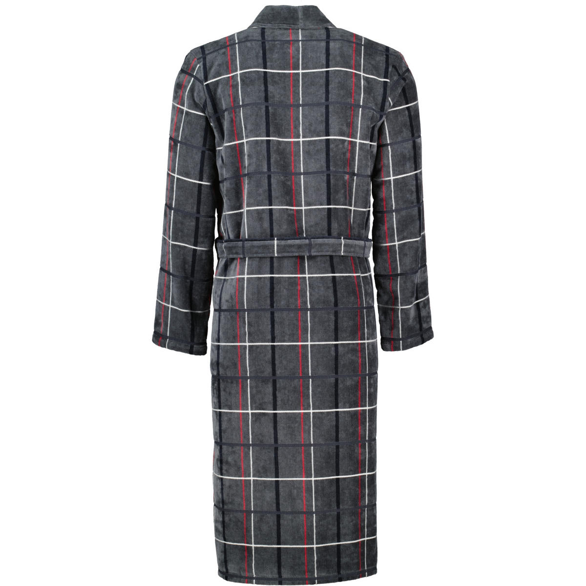 BADEMANTEL HERREN KIMONO KARO 4853 ANTHRAZIT-ROT - 79 - Grau, Textil (Snull) - Cawoe