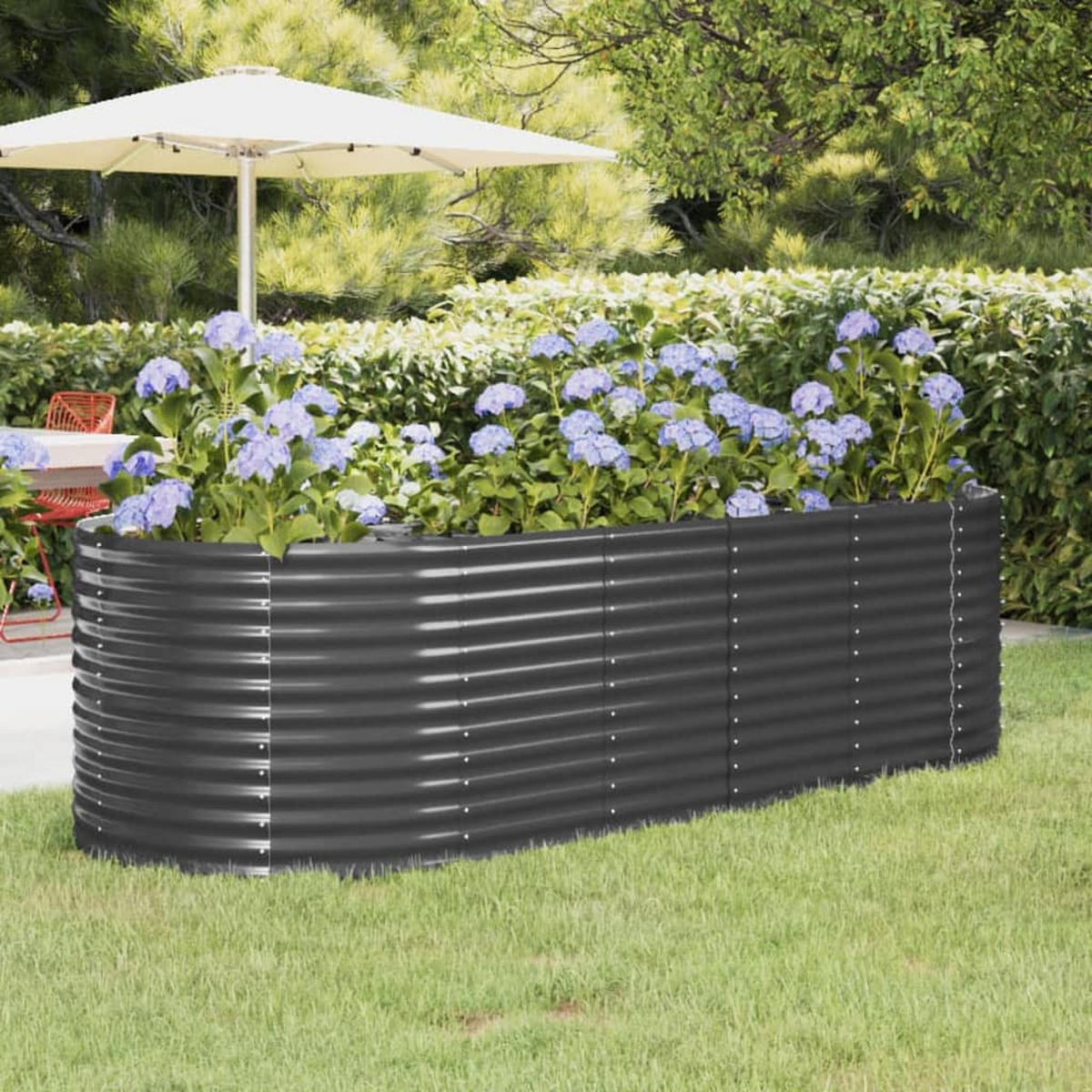 HOCHBEET Verzinkter Stahl 249x100x68 cm Anthrazit - Anthrazit, Metall (100/68/249cm) - furnicato