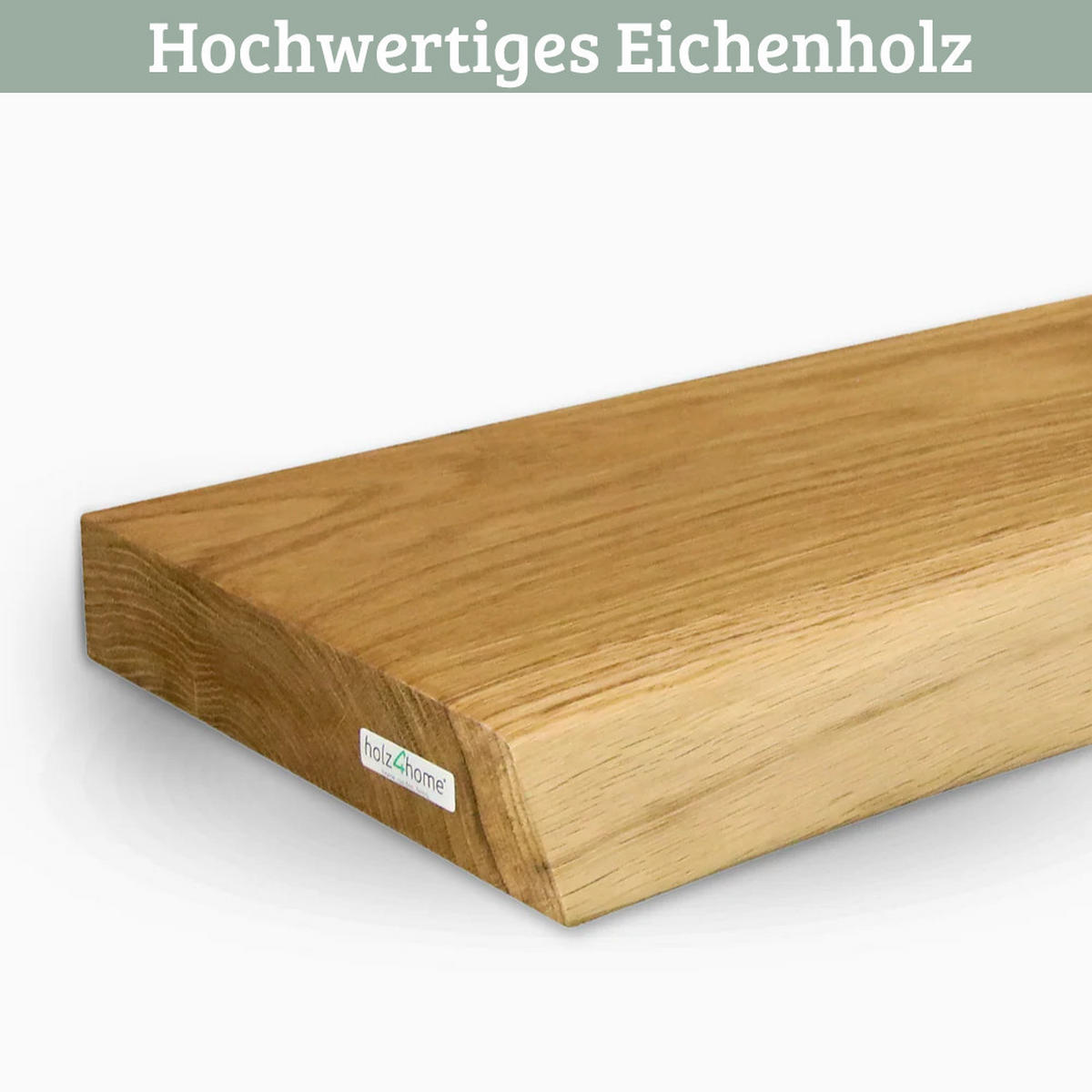WANDREGAL Holz schwebend KYLO Eichenholz Massiv mit Baumkante 120x22x4 cm - Braun, Holz (120/4/22.2cm) - DELUKE