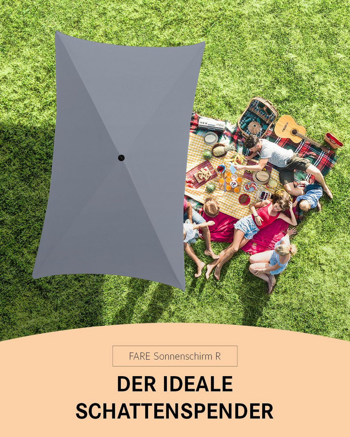 SONNENSCHIRM 122/200/126 cm - Grau, Kunststoff (200/122cm) - FARE