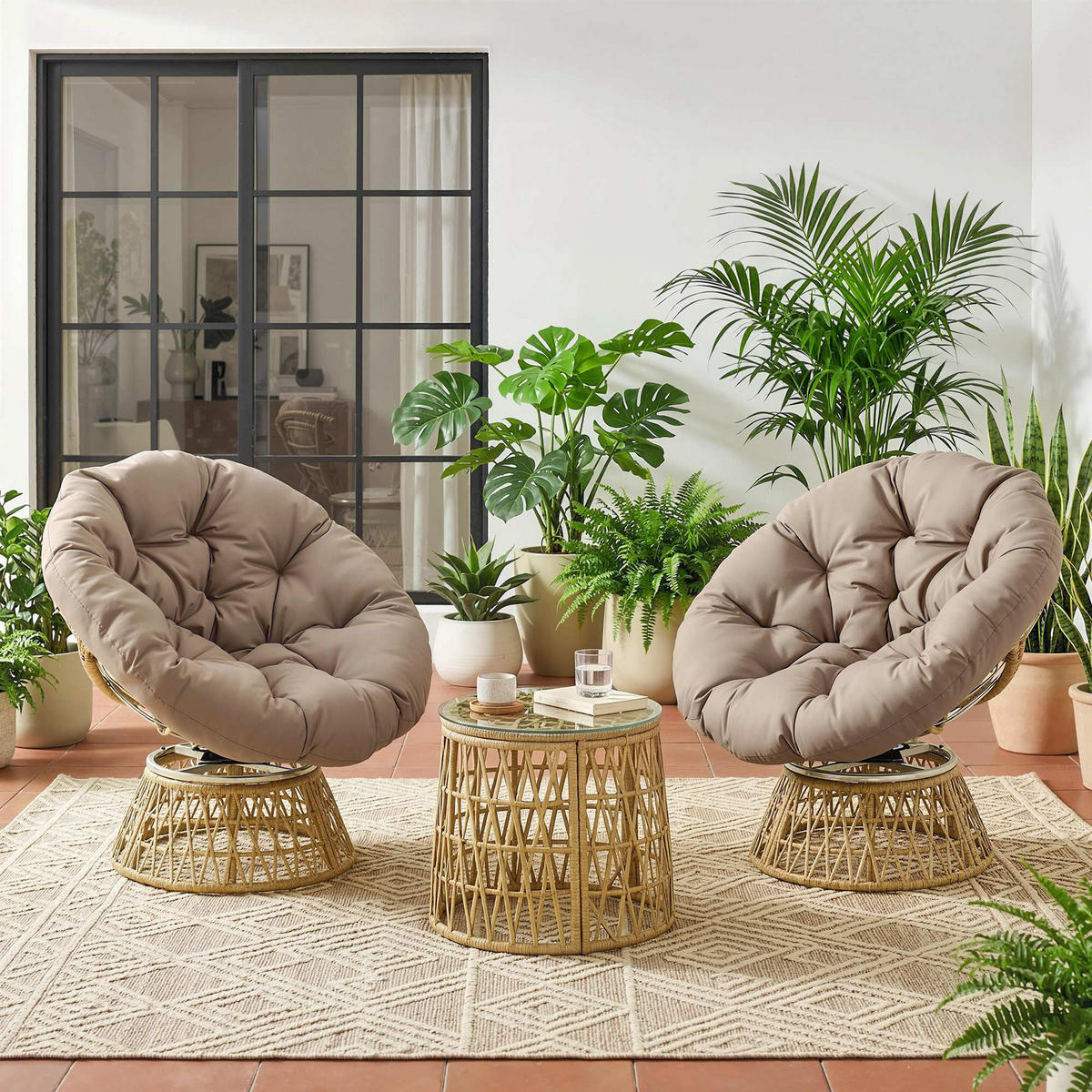 GARTENMÖBEL Set, PE Rattan, Kaffee - Dunkelbraun, Kunststoff - Outsunny