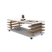 COUCHTISCH rechteckig Beton Sonoma - Eiche Ablage Rollen - Hellgrau/Sonoma Eiche, Holzwerkstoff (60/120/45cm) - designimpex