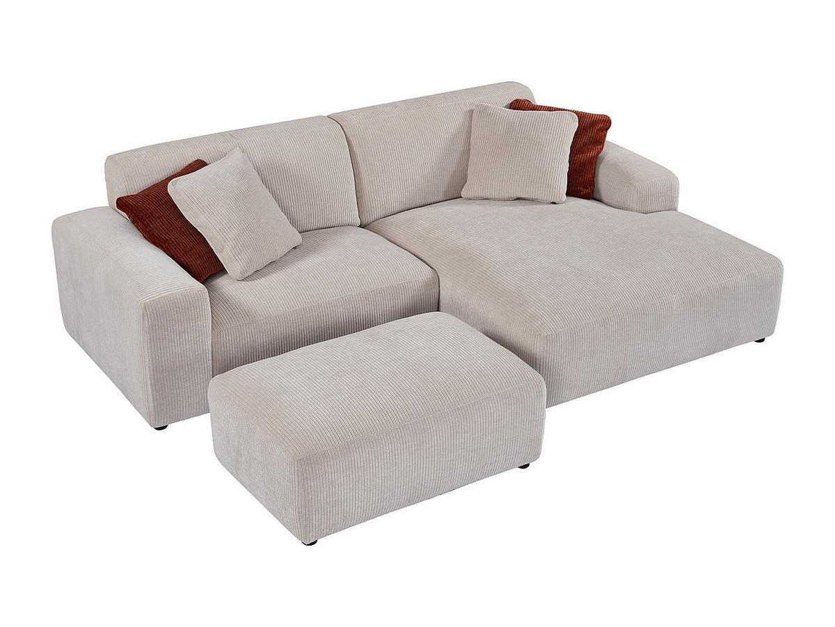 SOFA - 5 Personen - samt - beige Tirono - Beige, Kunststoff/Textil (99/80/66cm) - Vente-Unique