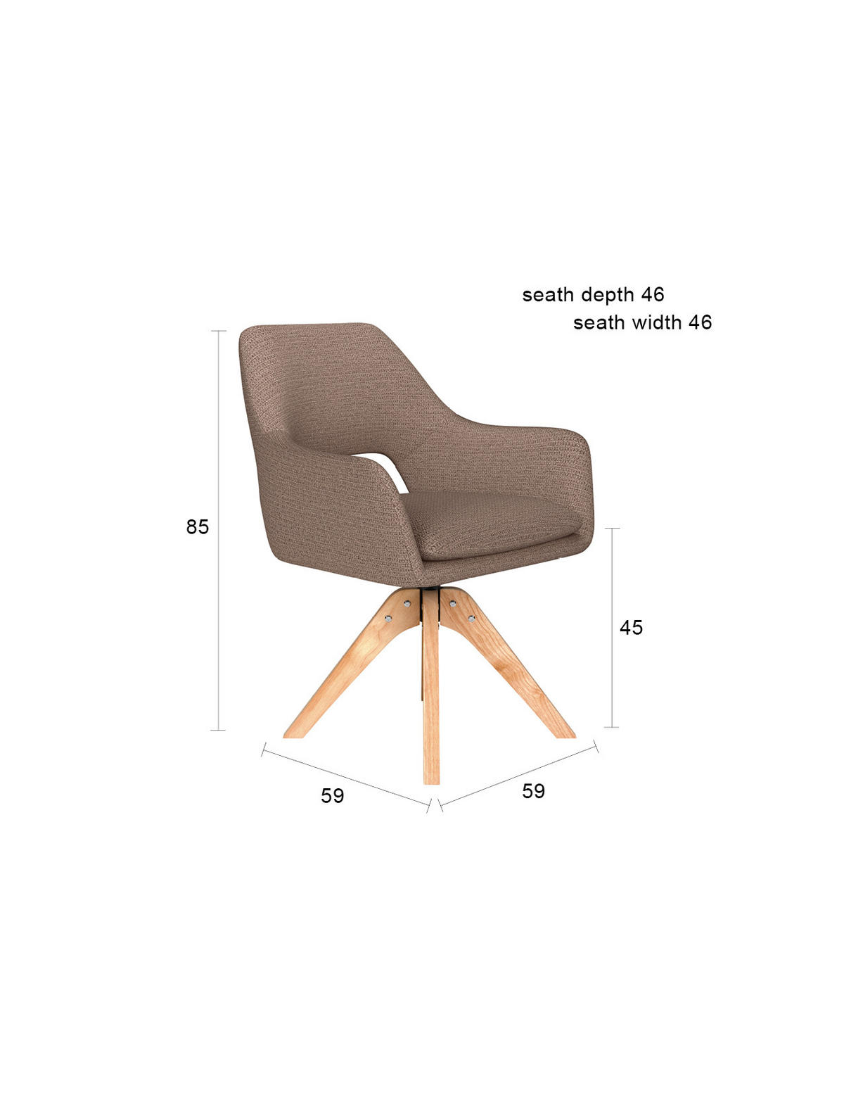 ESSZIMMERSTUHL Mos - Taupe - 59/59/85 cm - Taupe, Textil (59/85/59cm)