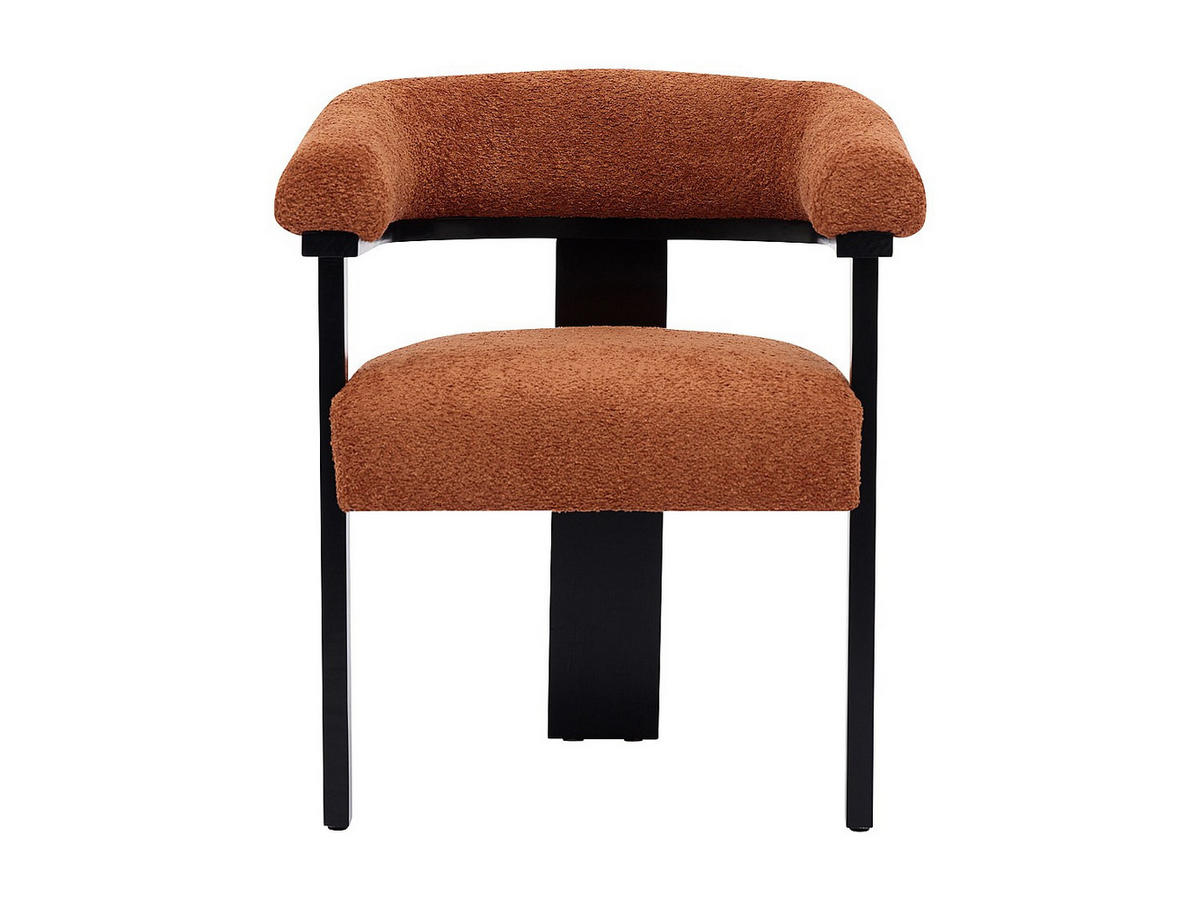 STUHL mit Armlehnen 6er-Set - Bouclé-Stoff & Kautschukholz - Terracotta & Schwarz - LIVELIA - Terracotta, Textil (64/78/60cm) - Vente-Unique