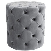 SITZHOCKER Bador Samt Grau Hocker Schlafzimmer - Grau, Textil (42/46/42cm) - DELUKE