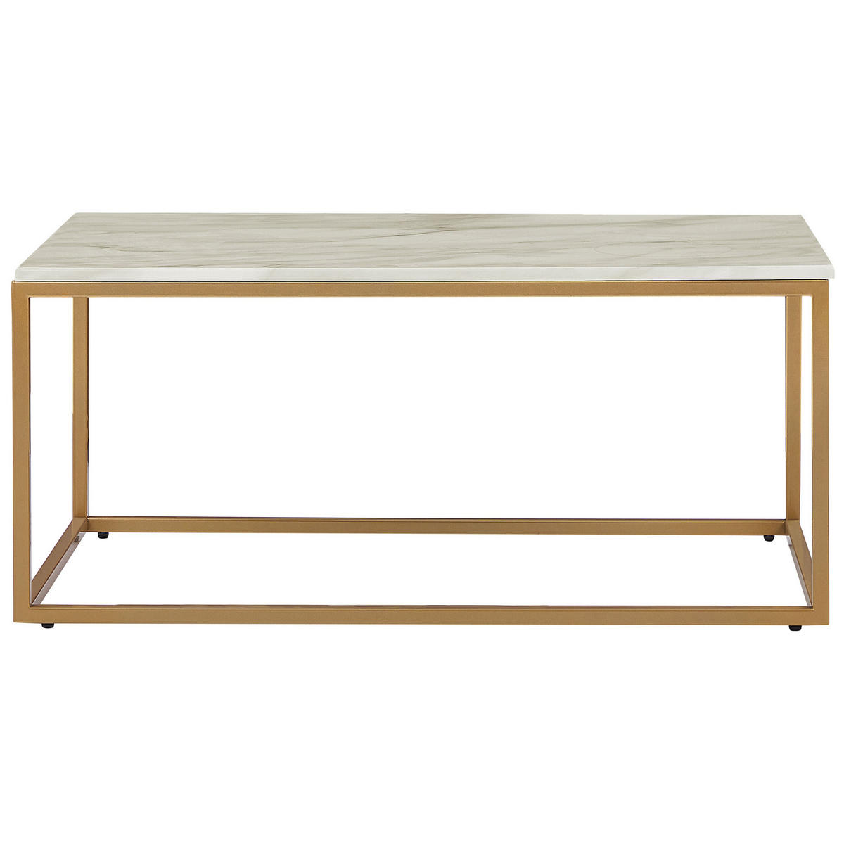 COUCHTISCH Marmor Optik beige/gold rechteckig 60/100 cm Delano - Beige/Goldfarben, Holzwerkstoff (100/60/45cm) - Beliani