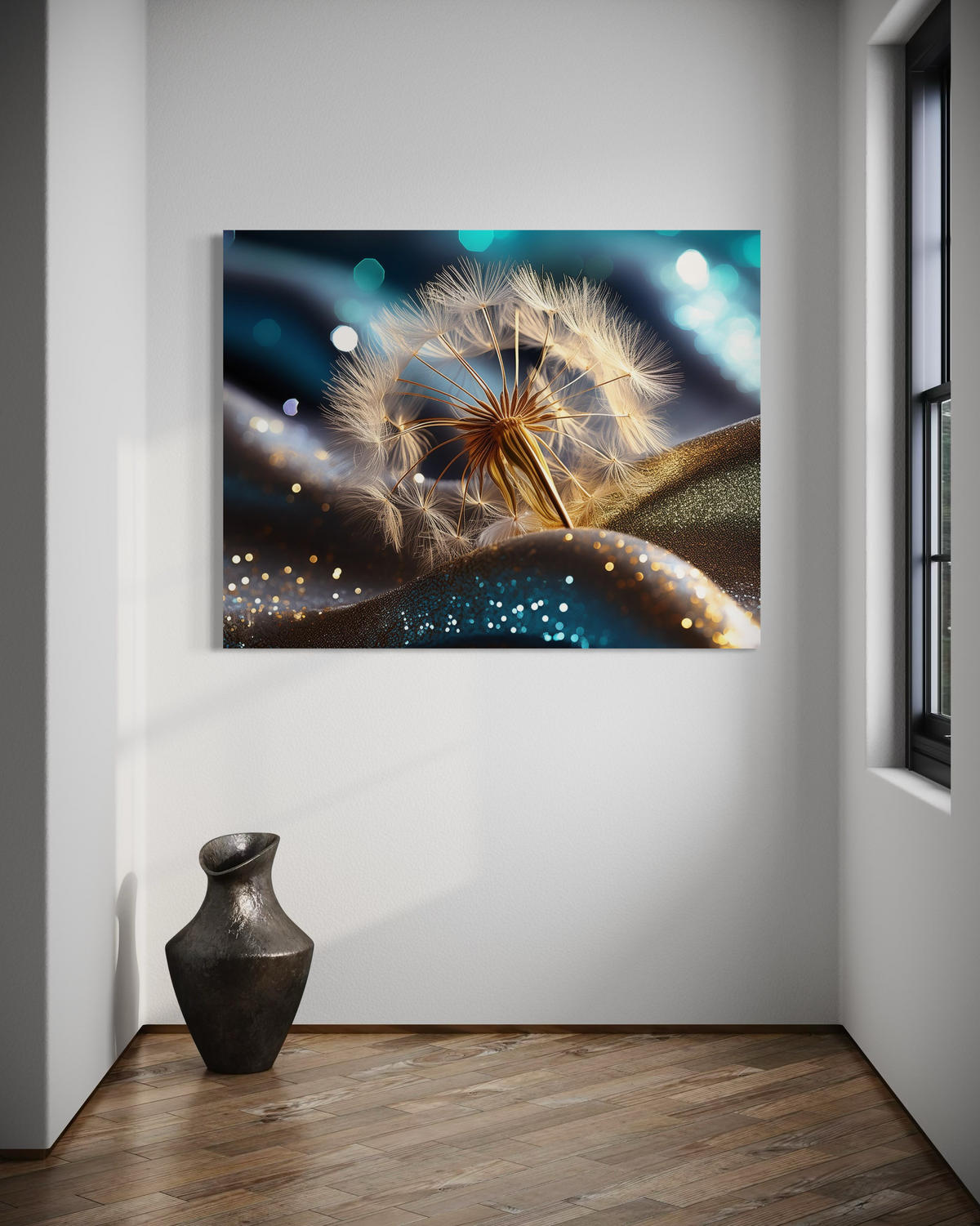 WANDBILD blowfish abstraktion pflanzen - Blau, Textil (60/40cm) - Feeby