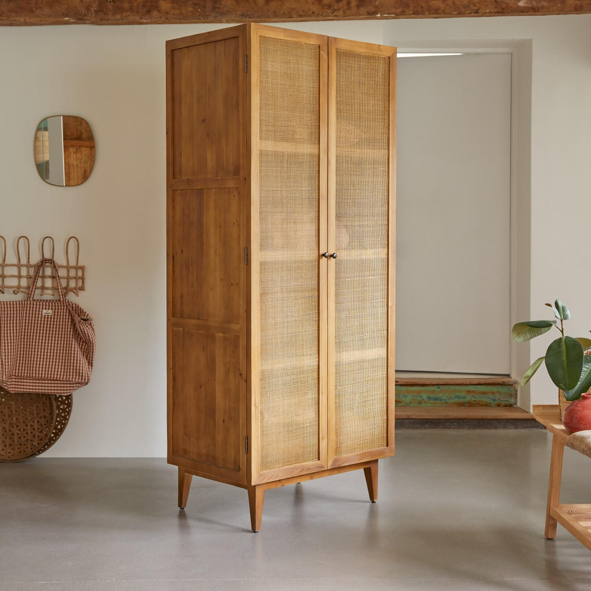 SCHRANK Ninon Natur aus Pinie - Naturfarben, Holz (85/200/55cm) - Tikamoon