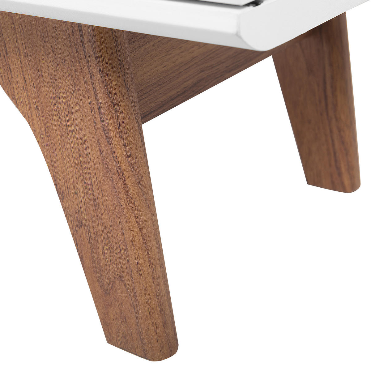 TV STOLEK Tmavě hnědý, Bílý DETROIT 35/149/44 cm - bílá/tmavě hnědá, kompozitní dřevo (149/44/35cm) - Beliani
