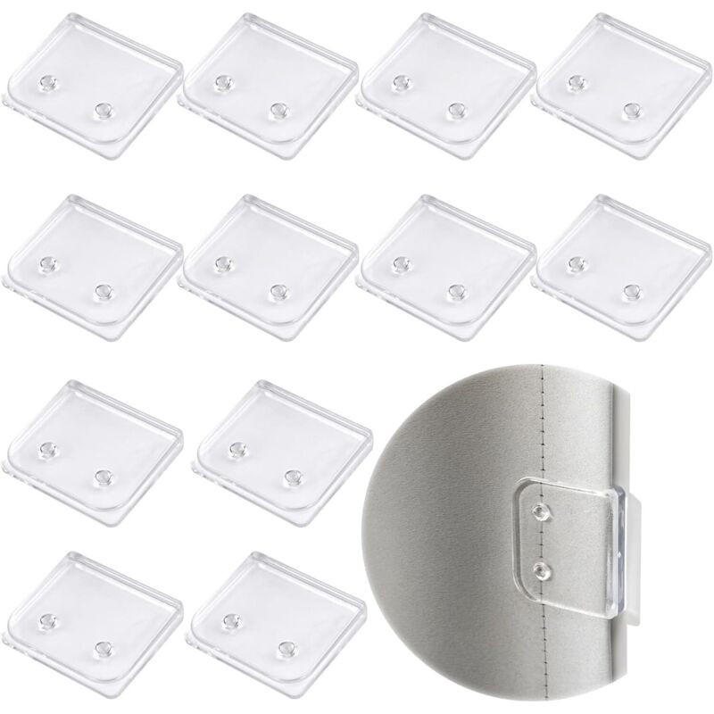 DUSCHVORHANG-CLIPS 12er-Set selbstklebend U-förmig 5 x 4,5 x 1 cm ohne Bohren - Transparent, Textil (4.5/1/5cm) - MCBOSON