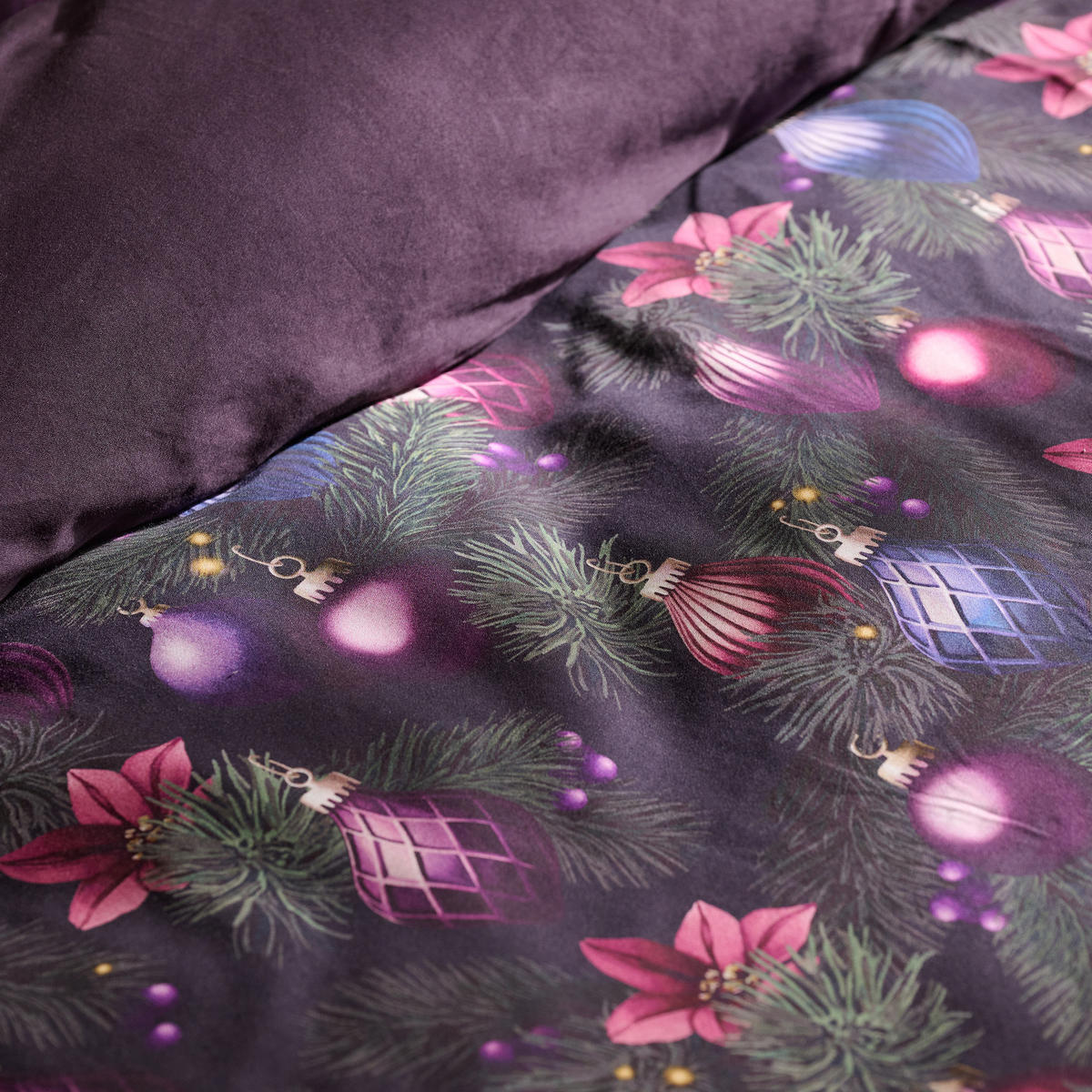 BETTWÄSCHE Satin MIRAVELLA, 160x200 cm, Schwarz, Winter Weihnachten Bettbezug, Weihnachtsdeko, Christmas, Weihnachtsmotiv - Schwarz, Textil (160/200cm) - home&you
