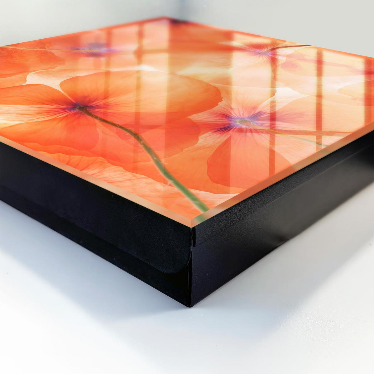 SCHLÜSSELBOX Schwarz 30x30 cm- Türöffnung nach rechts - Blumenekstase - Orange, Metall (30/30/5cm) - TULUP