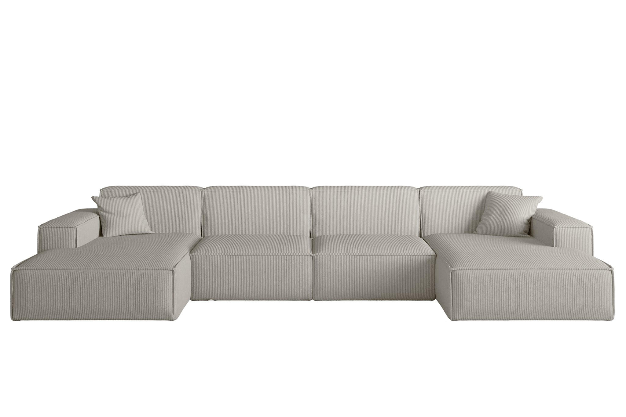 WOHNLANDSCHAFT Celes Premium In Scala - Hellgrau, Holzwerkstoff/Textil (379/73/165cm) - Fun Möbel