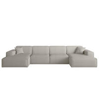 WOHNLANDSCHAFT Celes Premium In Scala - Hellgrau, Holzwerkstoff/Textil (379/73/165cm) - Fun Möbel