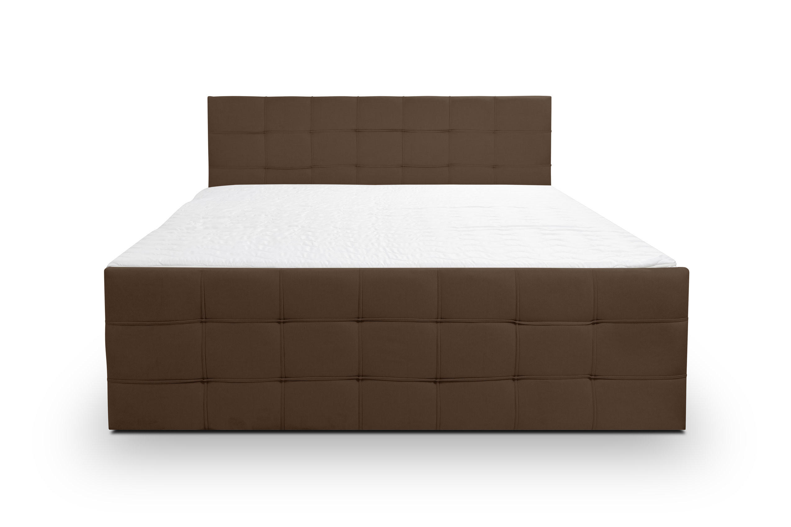 BOXBETT NATALIE mit 2 Bettkästen, 140x200, Farbe: Braun, Velourstoff, mit Bonell-Matratze inkl. Topper - Braun, Holz/Kunststoff (140/200cm) - VENASI MÖBEL