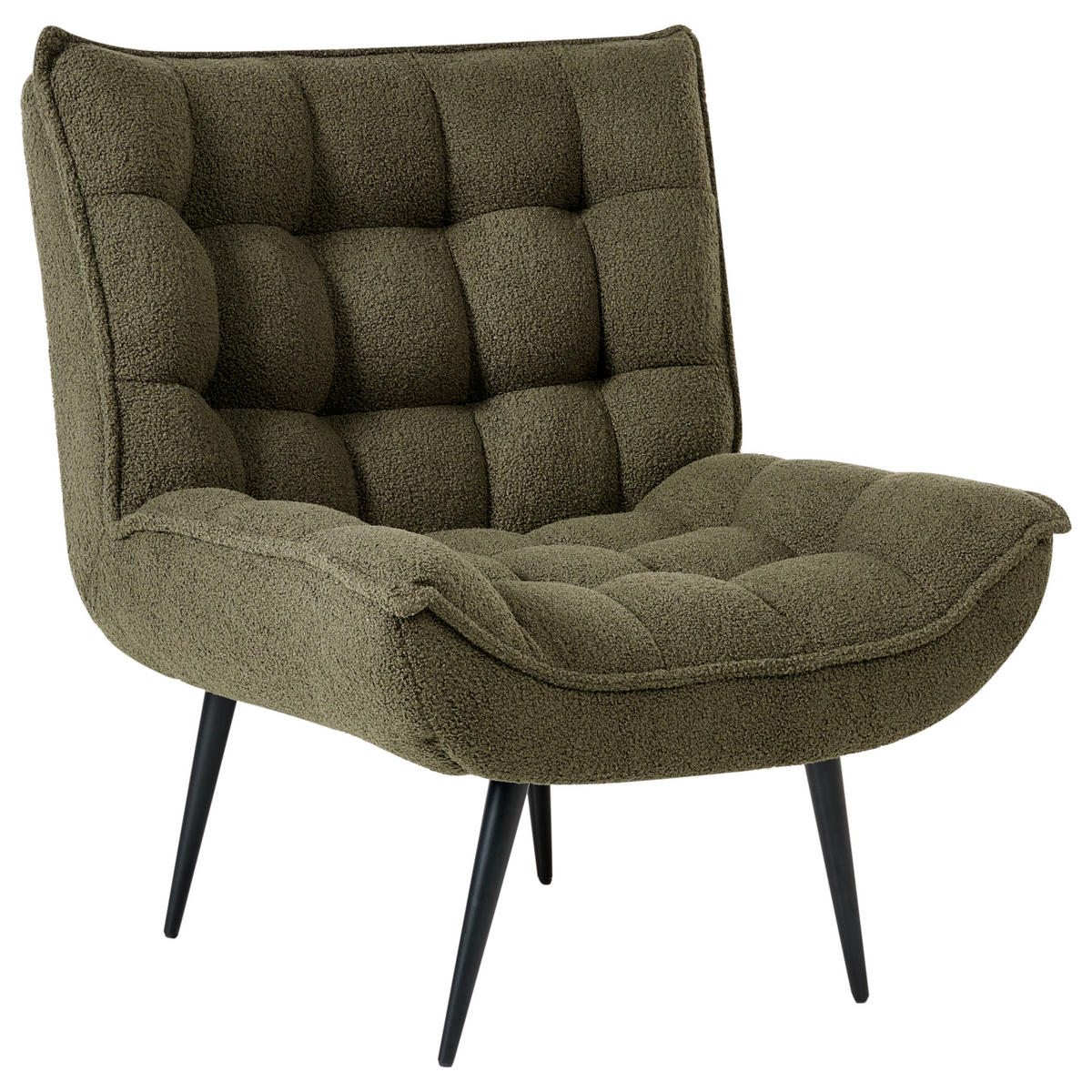 SESSEL Dunkelgrün Alvesta - Dunkelgrün/Schwarz, Textil/Metall (73/92/79cm) - Beliani