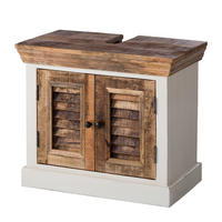 WASCHBECKENUNTERSCHRANK - Teilmassivholz Mango - Weiß, Holz/Metall (70/60/40cm) - home24