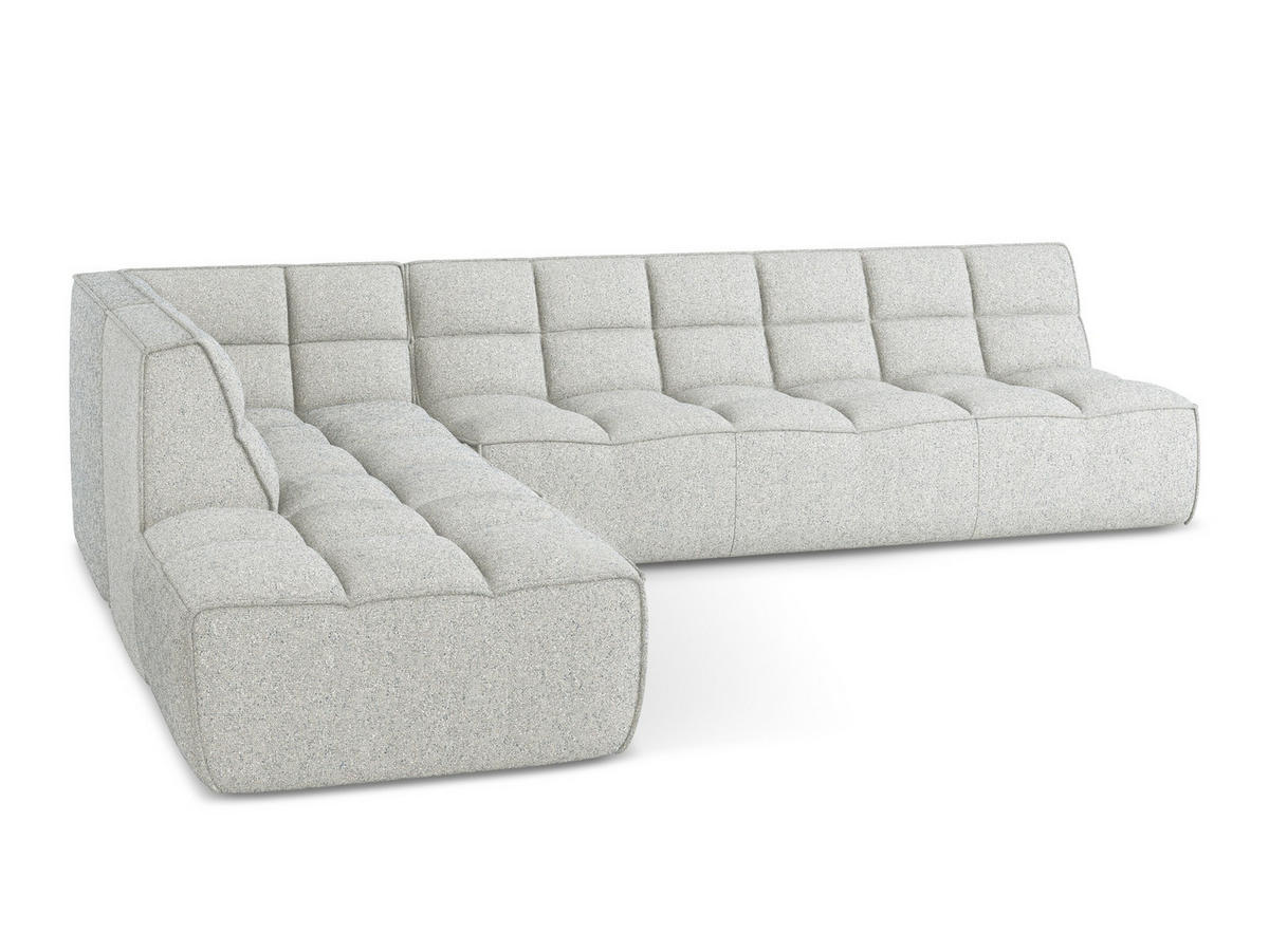 ECKSOFA Beidseitig Strukturstoff Stoff Beige - Beige/Schwarz, Kunststoff/Textil (308/258cm) - Makamii