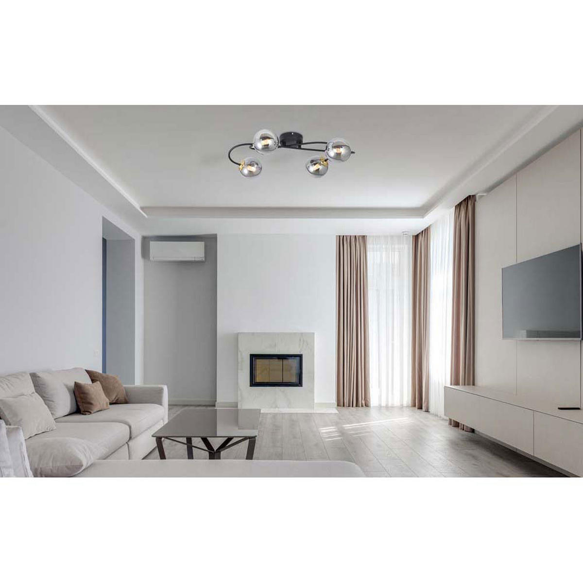 DECKENLEUCHTE Metall Glas Grau - Grau, Glas (52.5/30/15cm) - Globo Lighting