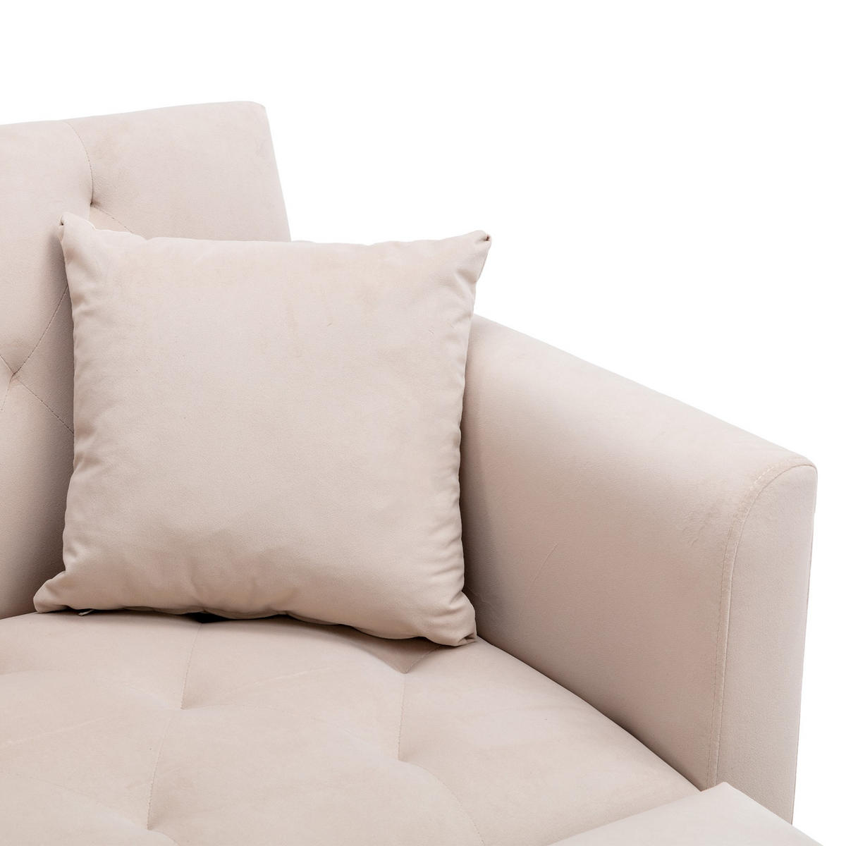 SCHLAFSOFA Zweisitzer,Relaxsessel mit Schlaffunktion,ausziehbar,Samt,Beige - Beige, Textil (90/77/165cm) - LVHOM