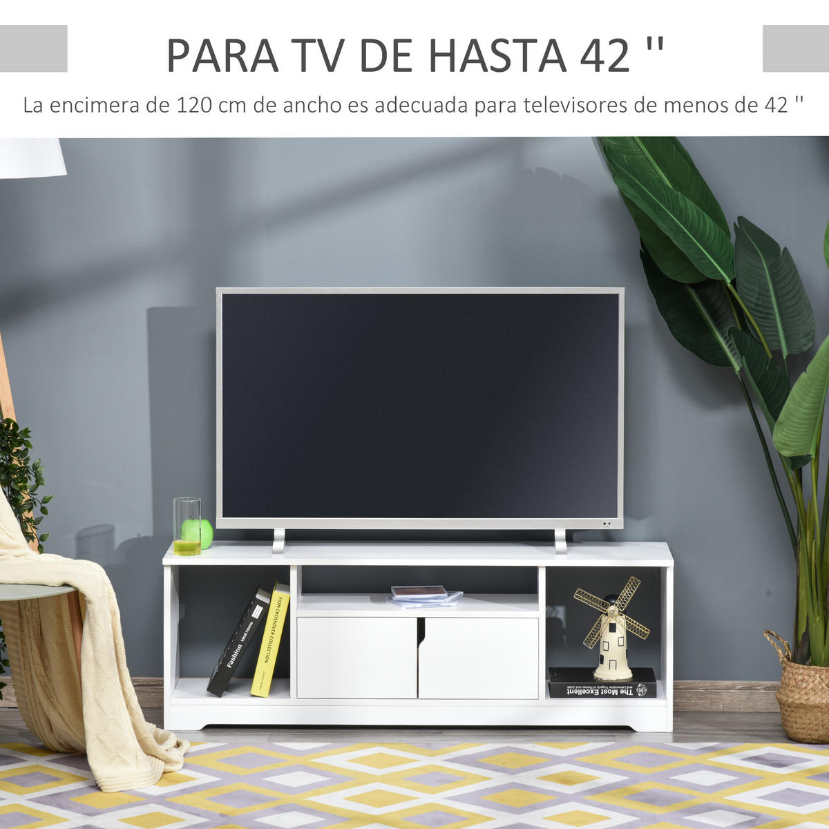 TV-MÖBEL Weiß 1 Stück - Weiß, Holzwerkstoff (120/41/30cm) - GiPP