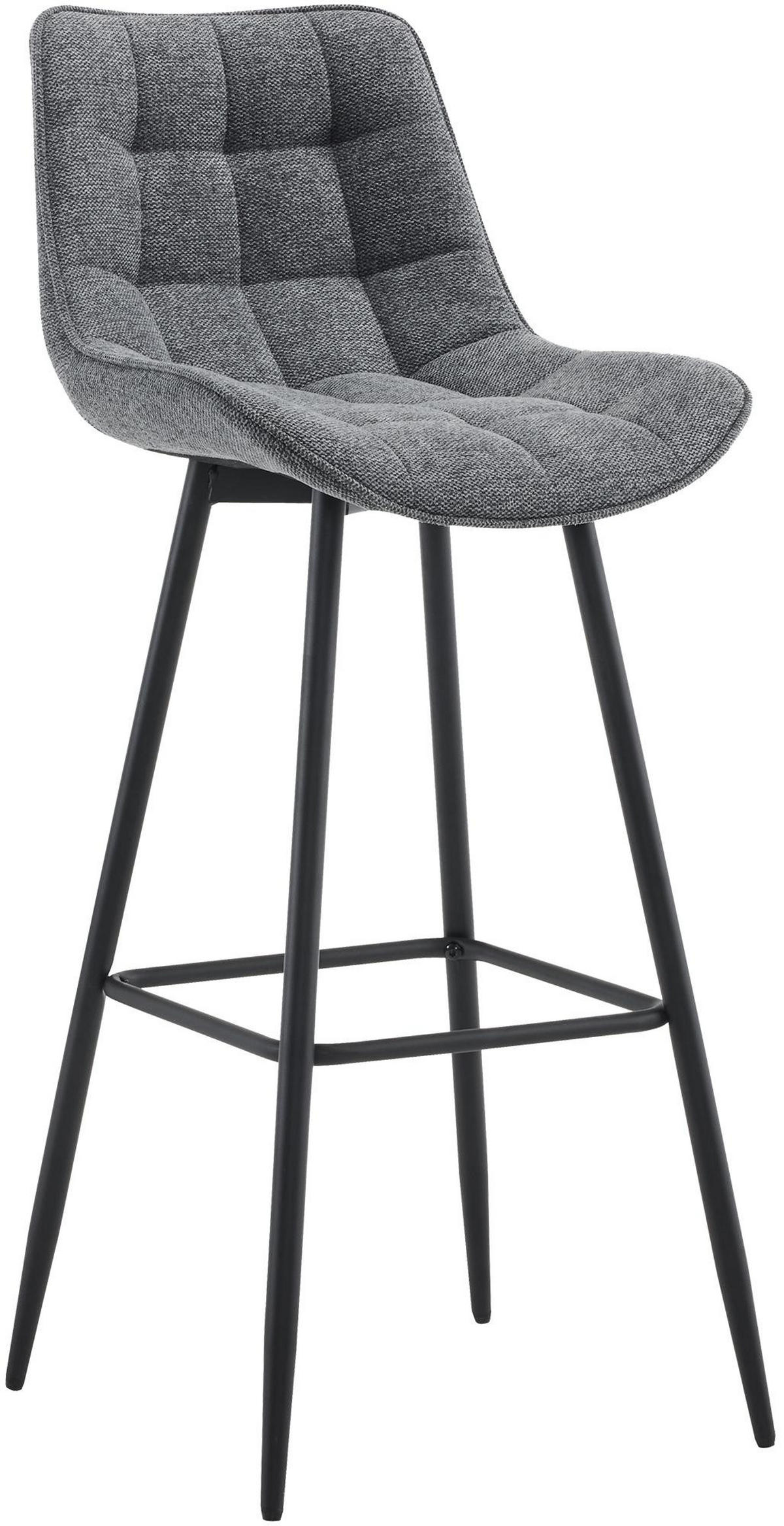 BARHOCKER SYDNEY Dunkelgrau Stoff - Dunkelgrau, Metall (47/106/52cm) - DELUKE