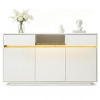 SIDEBOARD 140/40/85 cm in Weiß mit LED-Beleuchtung und 2 Schubladen - Weiß, Holzwerkstoff (140/85/40cm) - Flora Grace