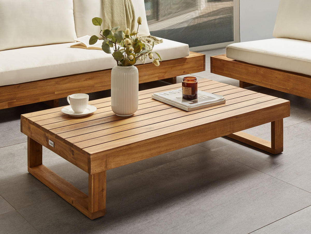 COUCHTISCH Heller Holzfarbton Marettimo - Hellbraun, Holz (60/110/25cm) - Beliani