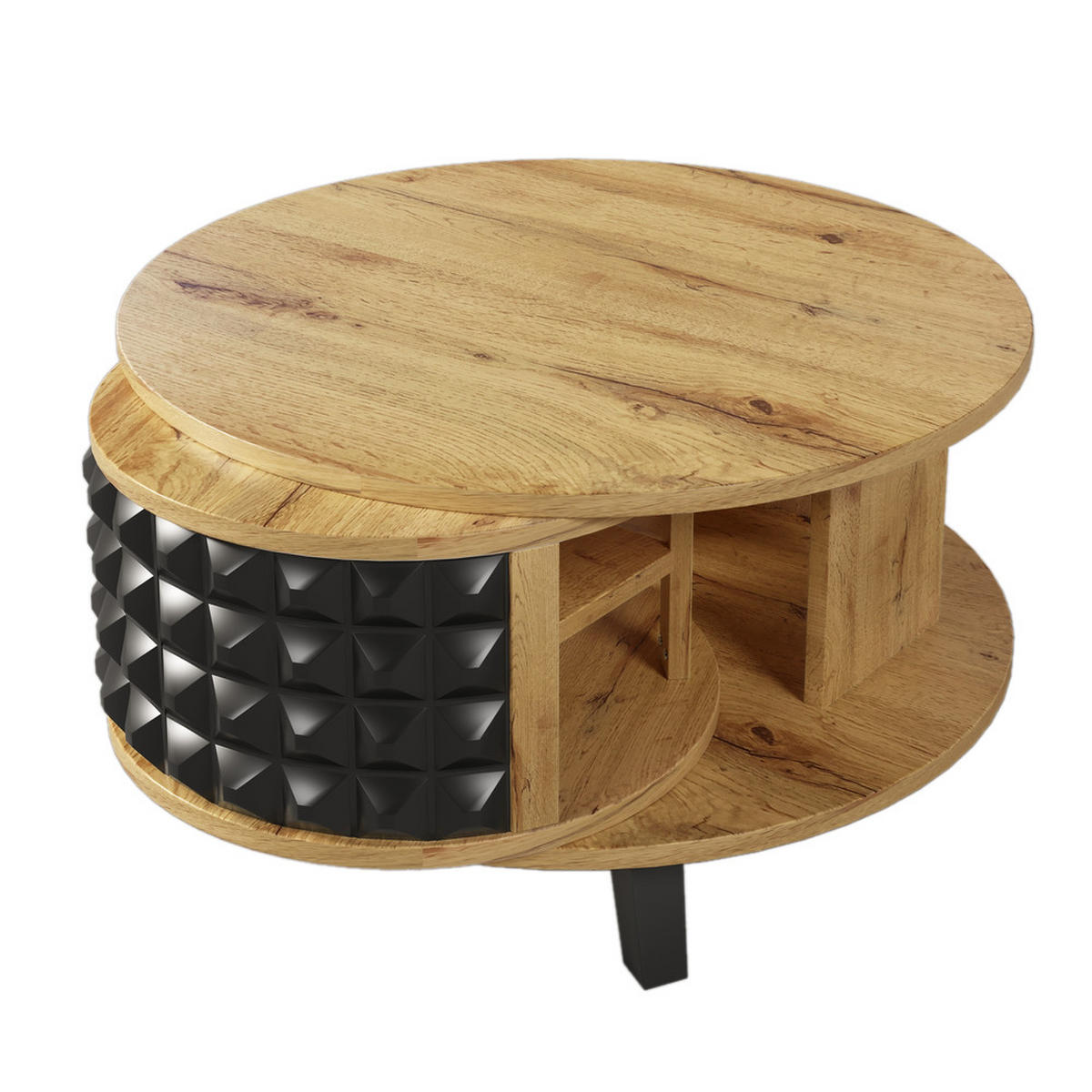 COUCHTISCH Drehtisch Versteckte Ablage Beistelltisch Modern Wohnzimmer - Braun, Holz (87/85.98/11cm) - FLIEKS