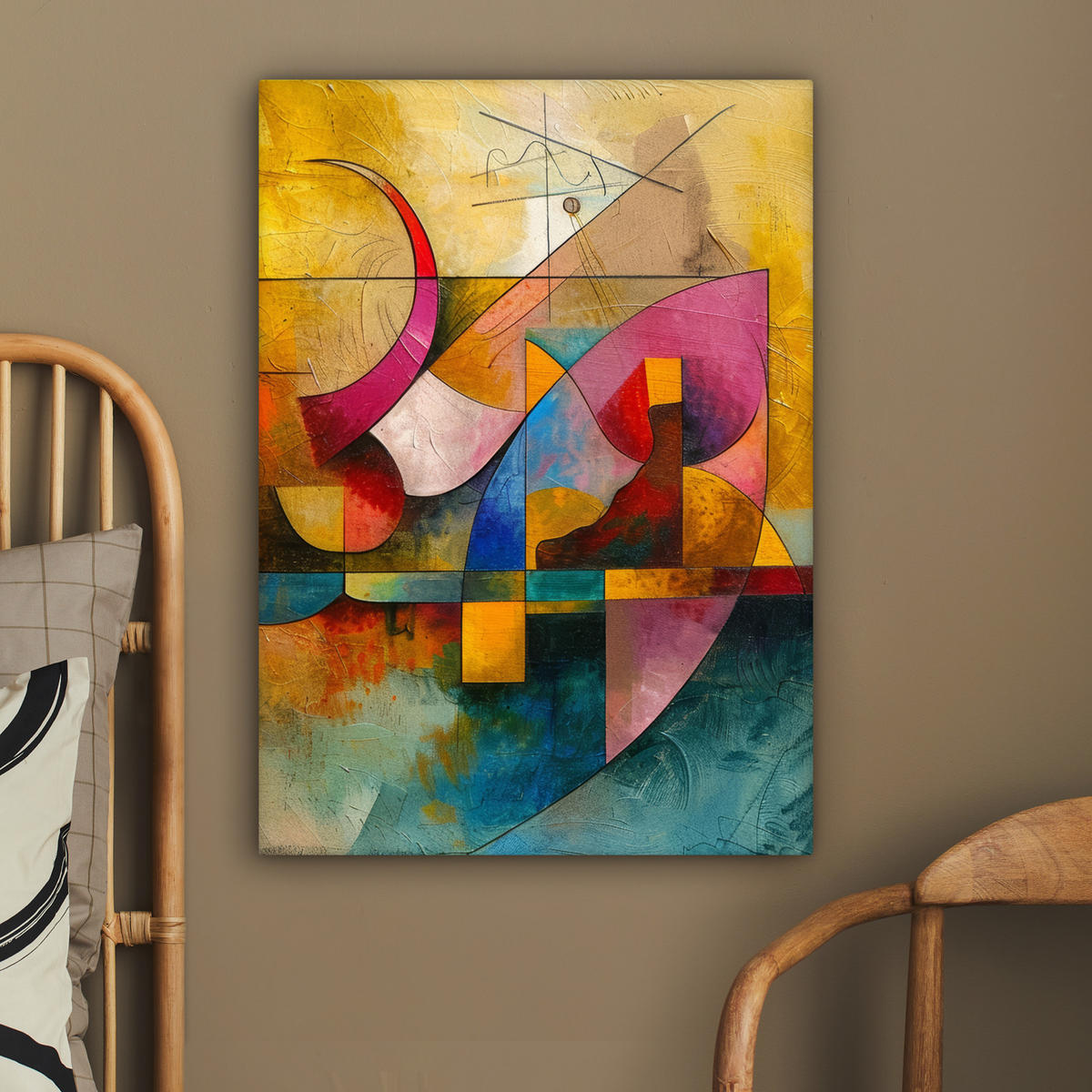 LEINWANDBILD Kunst - Abstrakt - Modern 60x80 cm - Gelb, Textil (60/80cm) - MuchoWow