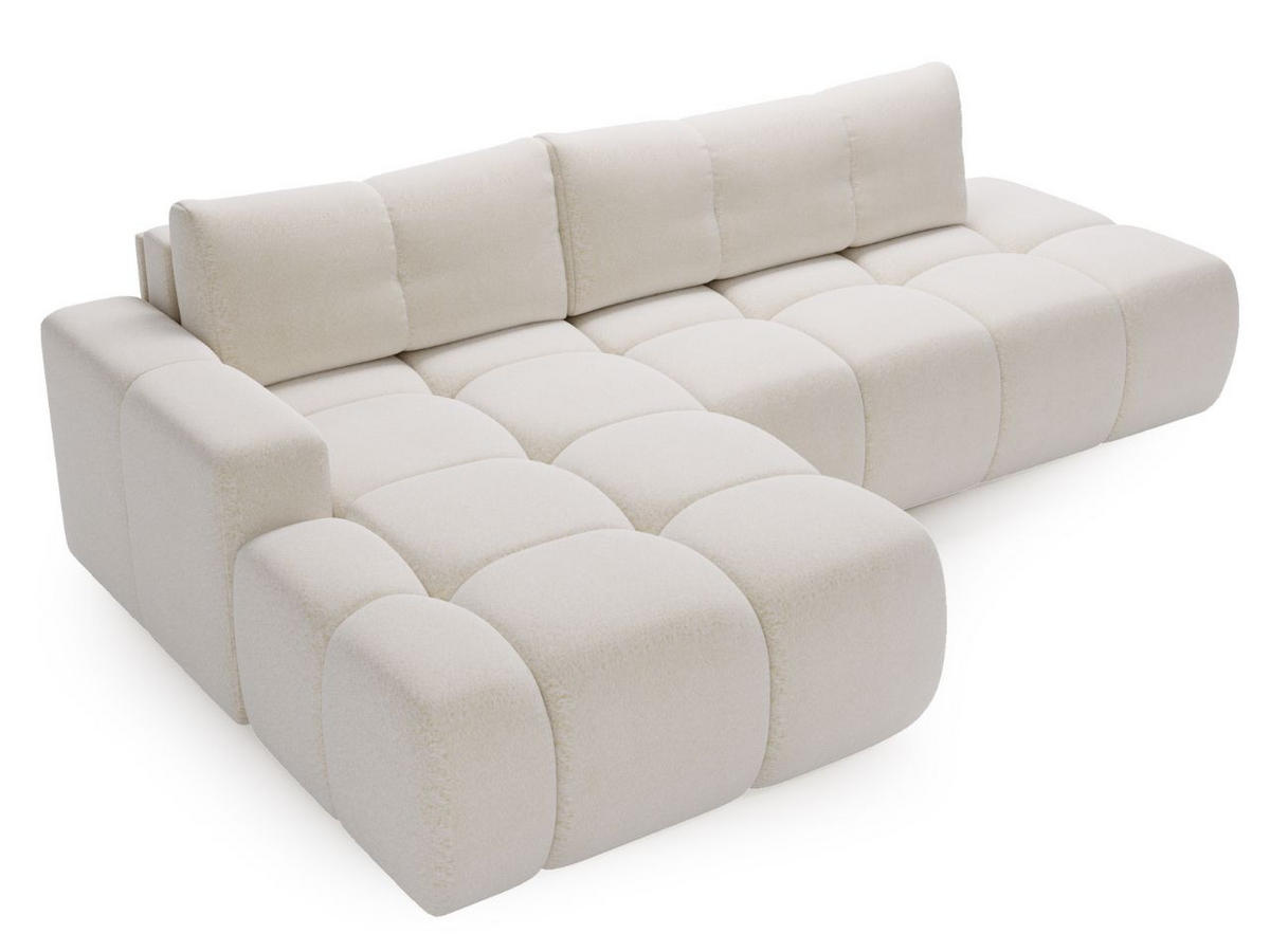 ECKSOFA Montero Bouclé-Stoff Weiß Links - Weiß, Holz/Textil (177/280cm) - Graingold