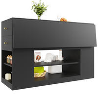 KÜCHENINSEL mit Klapptisch 140 x 40 x 90 cm Schwarz MDF - Schwarz, Holz (40/90/140cm) - Beauniv
