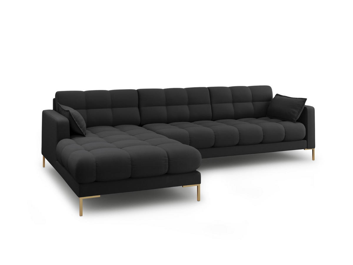 ECKSOFA links Mamaia aus strukturiertem Stoff dunkelgrau 5 Sitzplätze - Dunkelgrau, Textil (185/293cm) - Micadoni