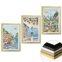 WANDBILDER 3er Set - 40x60 cm Goldrahmen - Landschaften, Meer, Zitrusfrüchte - Goldfarben, Kunststoff (40/60cm) - ArtPrintCave