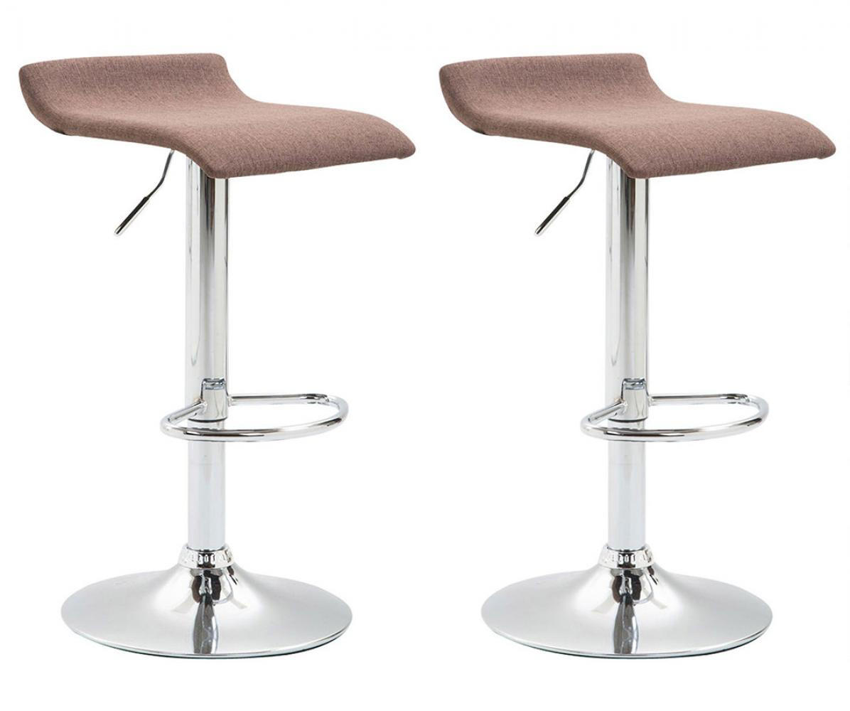 BARHOCKER 2er Set Stoff Braun - Chromfarben/Braun, Textil/Metall (36/63/39cm) - CLP