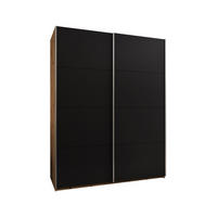 SCHWEBETÜRENSCHRANK 245,5/190/64 2-türig - Silberfarben/Schwarz, Holz/Metall (190/245/64cm) - Abiks Möbel