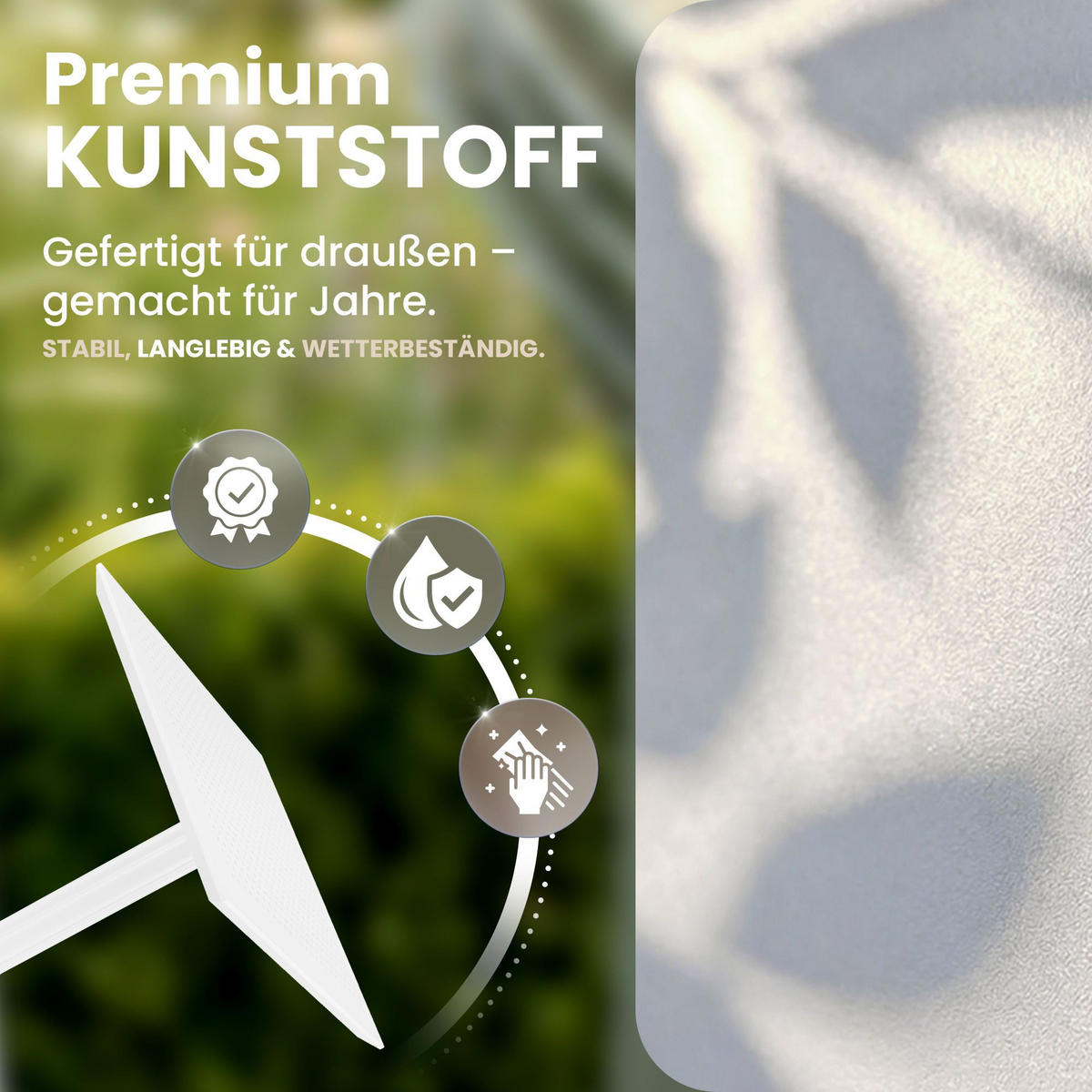 GARTENTISCH eckig 60/60/74 cm Kunststoff weiß - Weiß, Kunststoff (60/60/74cm) - CLP