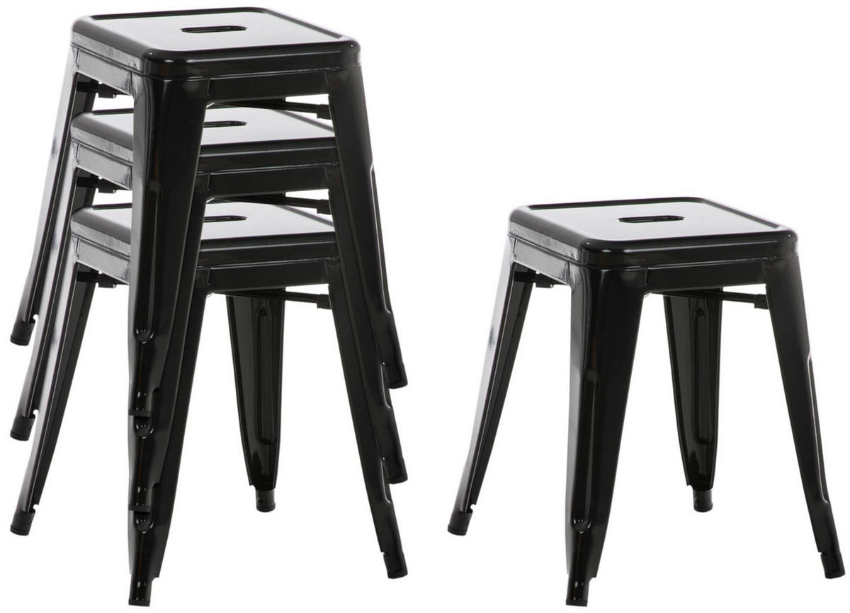 SITZHOCKER 4er Set Arvida schwarz - Schwarz, Metall (40/46/40cm) - TPFLiving