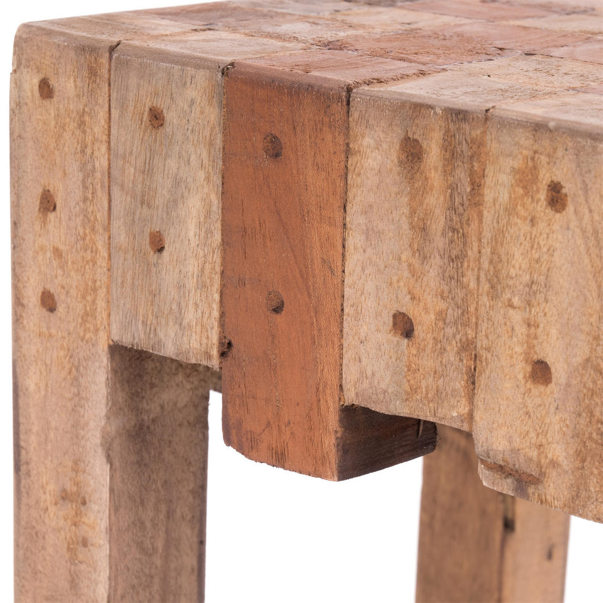HOCKER NATURA Recyclingholz massiv 01 natur-vintage - Naturfarben, Holz (30/40/30cm) - DESIGN DELIGHTS